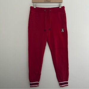 Psycho Bunny Pants Men’s Size S Tapered Slim Athletic Stretch Joggers Red